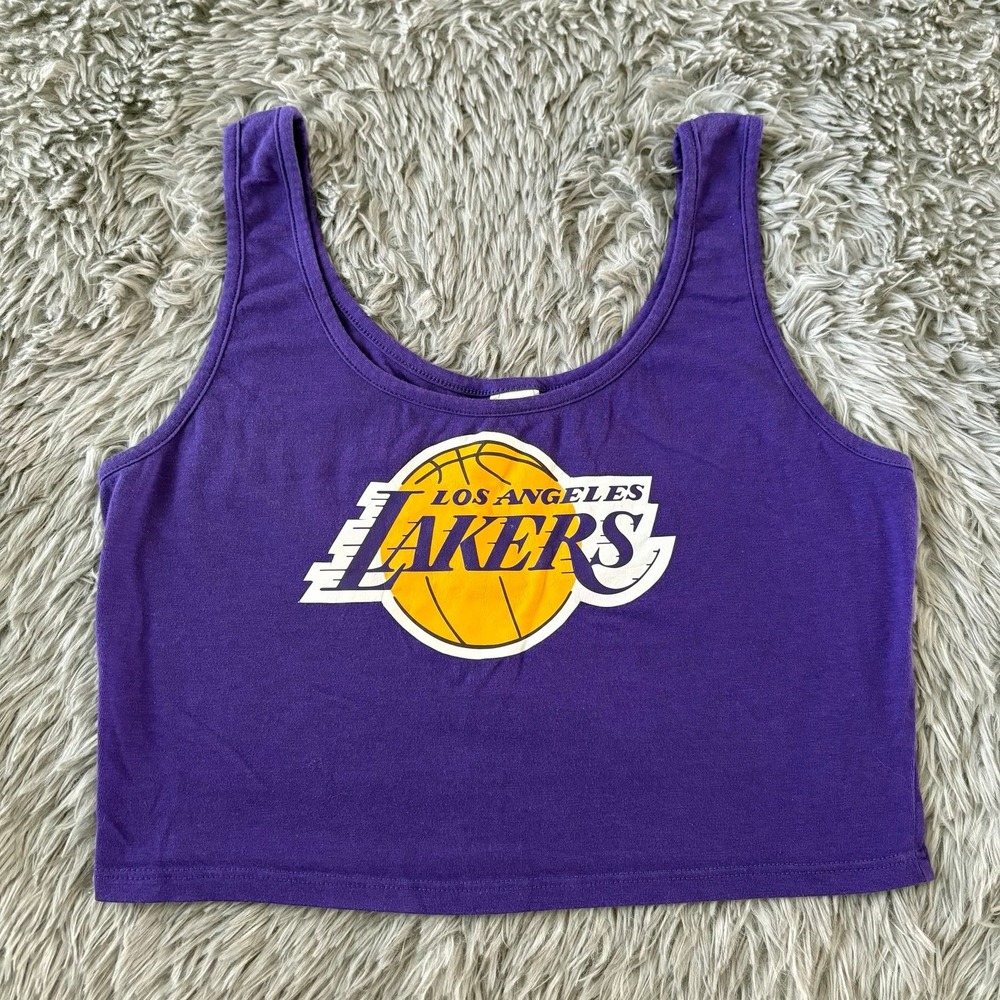 Los Angeles Lakers Purple Cropped Tank Top Womens Medium Game Day Sporty
